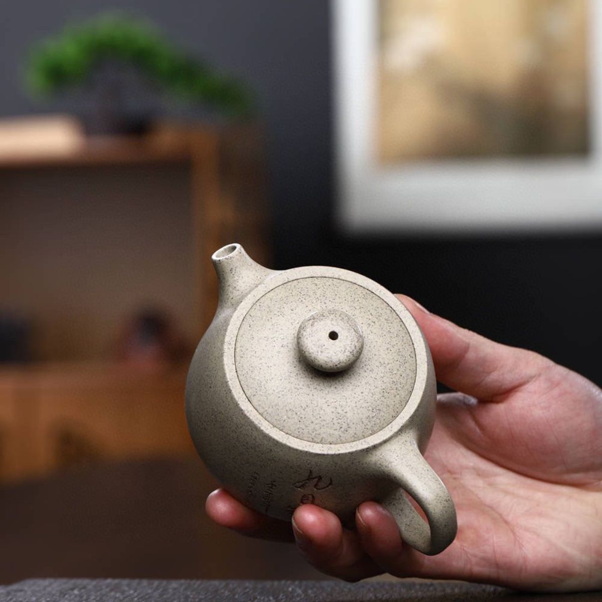 Yixing Purple Clay Teapot 200ml - Sesame White Duan Ni Three-Legged Tripod Zisha Pot
