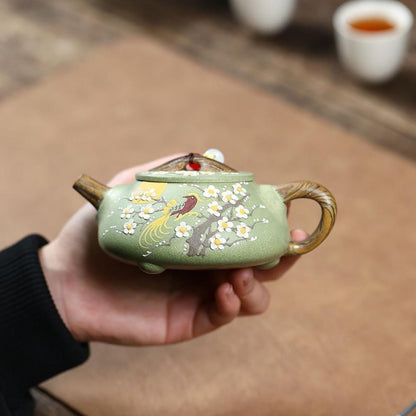 Yixing Purple Clay Teapot - Magpies on Plum Blossom 200ml