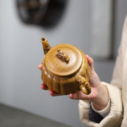 Long Rui Yixing Teapot | Raw Longgu Jinsha High-Fire Zisha Clay | Dragon-Inspired 300ml