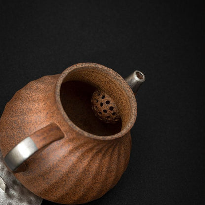 Lao Yan Ni Silver-Inlaid Zisha Portable Gongfu Tea Set – 125ml Teapot & 2 Cups | 999 Silver Gilding