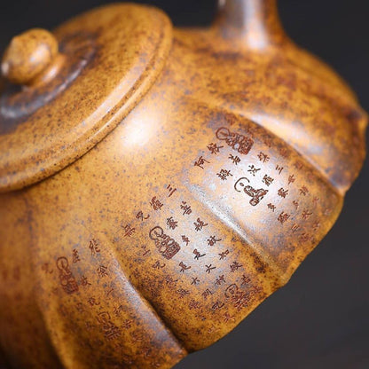 Ribbed Ethereal Grace Yixing Teapot - High-Temp Duanni Clay 280ml