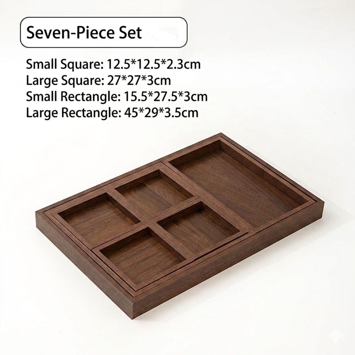 Chinese Tea Tray 7-Piece Serving Set – Multi-Compartment Snack & Dry Fruit Organizer