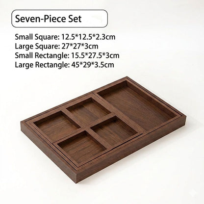 Chinese Tea Tray 7-Piece Serving Set – Multi-Compartment Snack & Dry Fruit Organizer