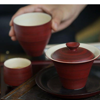 Shanzha Hongfen Yin Stoneware Teaware – Gaiwan & Teacup | Hawthorn Rose Clay