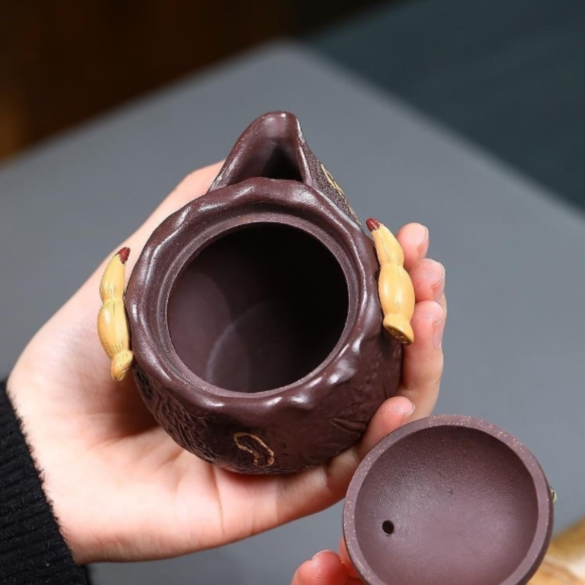 Yixing Purple Clay Teapot "Lotus Pond Moonlight" 150ml - Handmade Zisha Gongfu Tea Pot