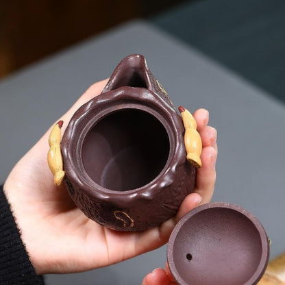 Yixing Purple Clay Teapot "Lotus Pond Moonlight" 150ml - Handmade Zisha Gongfu Tea Pot