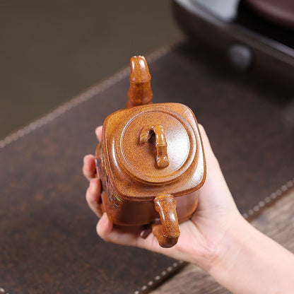 Songhe Yannian Yixing Teapot — Fire-Glazed Golden Duanni, 320ml
