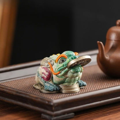 Sandstone Golden Toad Tea Pet Figurine