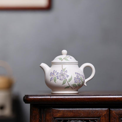 Ding Xiang Pan Hu Yixing Teapot | Raw White Jade Duan Ni Clay | Handcrafted 260ml