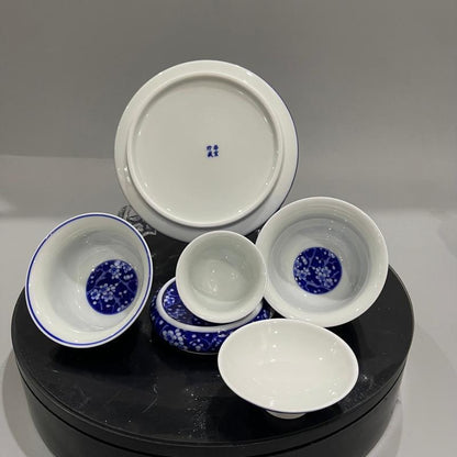 Jingdezhen Wood-Fired Blue & White Ice Plum Glaze Gongfu Tea Set – Collector’s Edition | 5-Piece