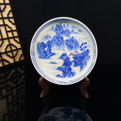 Jingdezhen Blue & White Landscape Gongfu Tea Set – Underglaze Porcelain | 5-Piece