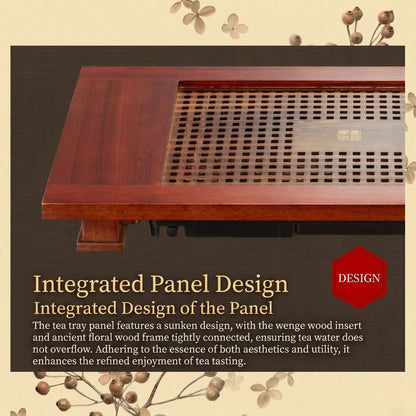 Kamjove KW-310 Solid Wood Gongfu Tea Tray Set | Wenge & Rosewood | Traditional Mortise & Tenon Craft