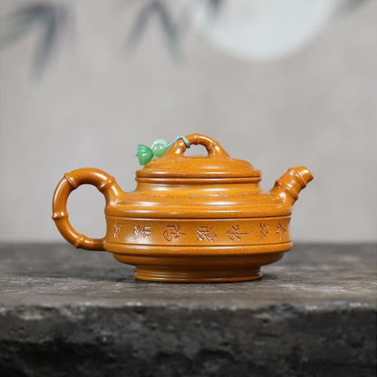 Qing Feng Zhu Gu Yixing Teapot | Raw Huang Jin Duan Ni Golden Clay | Handcrafted 320ml