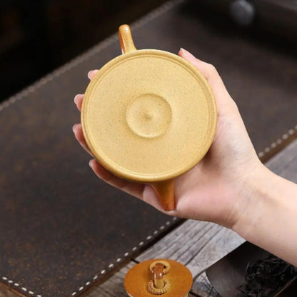 Yixing Purple Clay Teapot "Birds & Flowers Double Ring" 190ml - High-Fired Duan Ni with Clay Painting