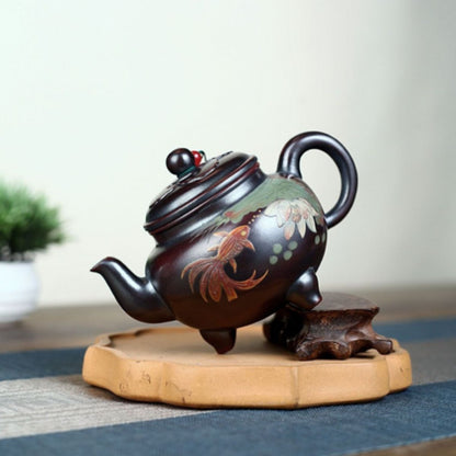 Lian Nian You Yu Yixing Teapot | Authentic Raw Gu Hong Ni Red Clay | Handcrafted 260ml
