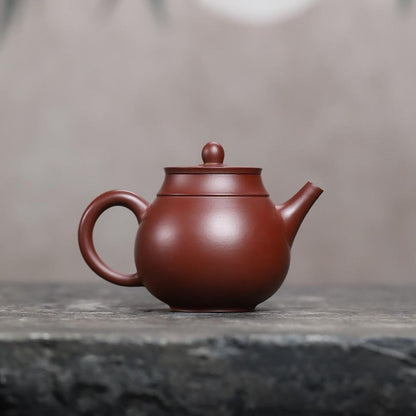 Ping Gai Lian Zi Yixing Teapot | Raw Zi Zhu Ni Purple-Vermillion Clay | Handcrafted 190ml