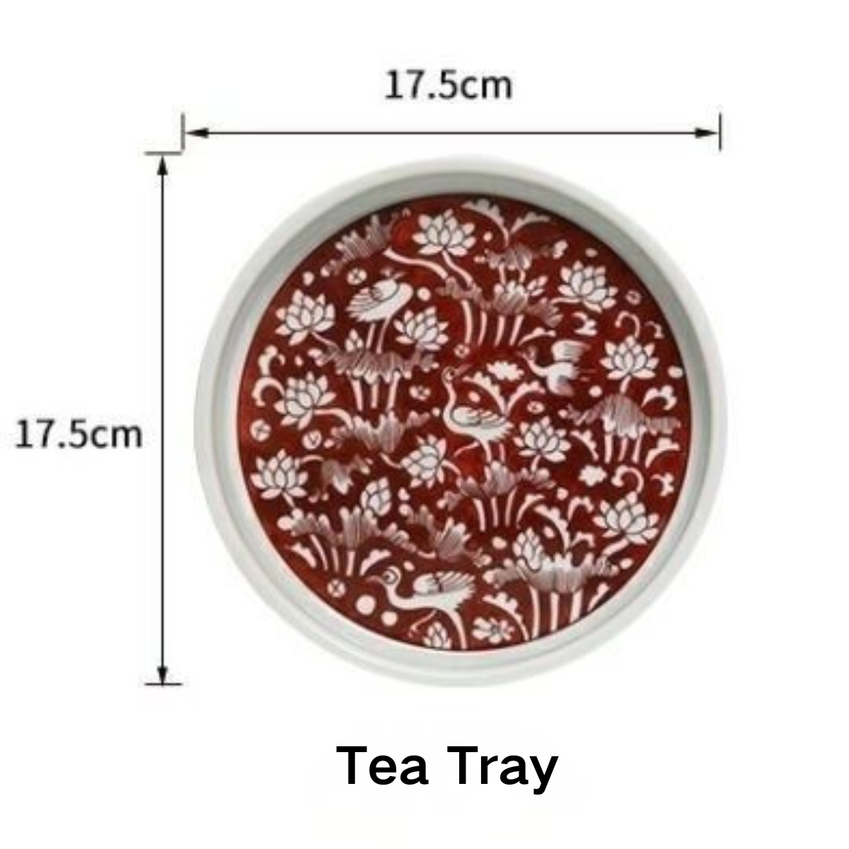 White Crane & Lotus Underglaze Red Teaware