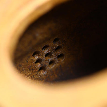 Dragon Bone Square Vessel Yixing Teapot - Wood-Fired Longgu Golden Sand 260ml