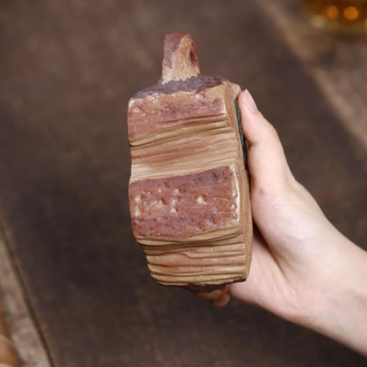 Biomimetic Squirrel & Tree Stump Yixing Teapot - Aged Duanni Clay 230ml