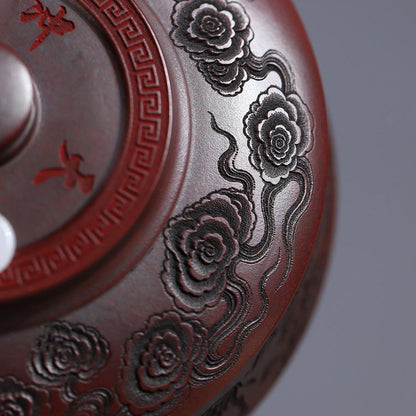 Soaring Bull Spirit Handled Yixing Teapot - Ancient Black Clay 300ml