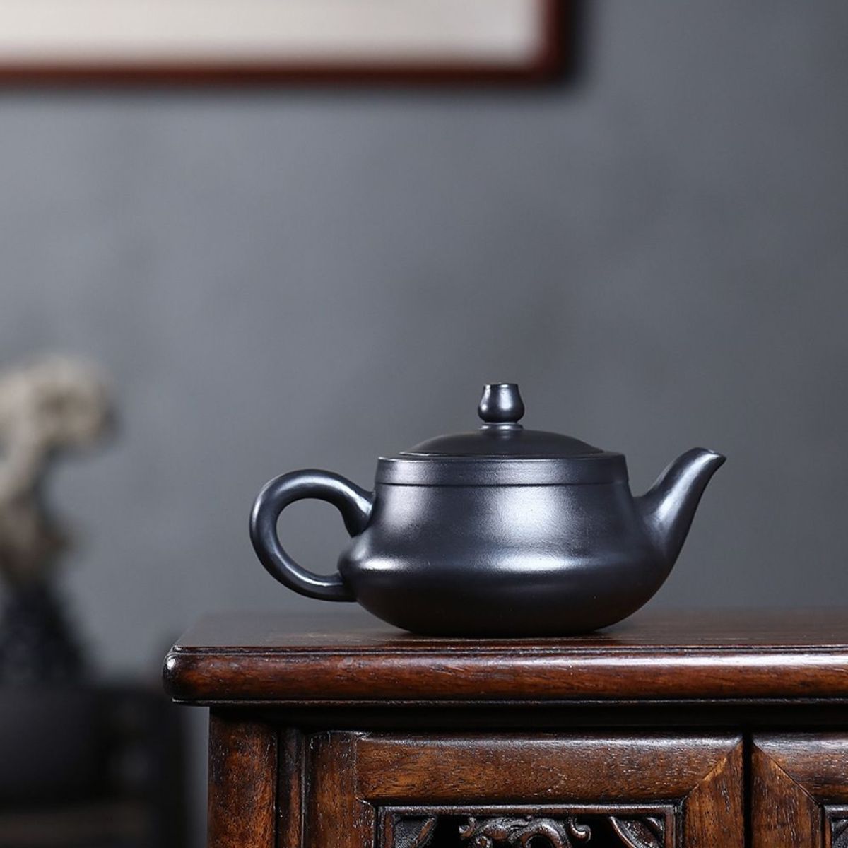 Handmade Yixing Purple Clay Teapot 300ml - Original Shi Huang Clay Landscape Carved Gongfu Tea Pot
