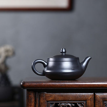 Handmade Yixing Purple Clay Teapot 300ml - Original Shi Huang Clay Landscape Carved Gongfu Tea Pot