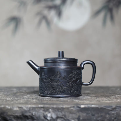 Queming Songhe Gaode Zhong Yixing Teapot — Xuantie Shihuang Clay, 570ml | Signed Artist | Gift Set