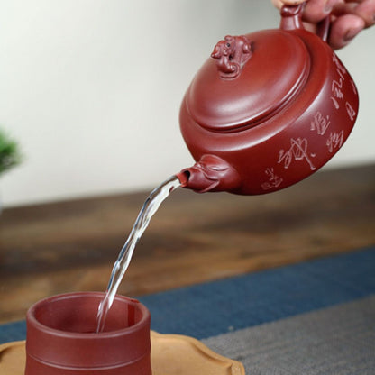 Long Yun Hu Yixing Teapot | Authentic Raw Zi Ni Purple Clay | Handcrafted 270ml