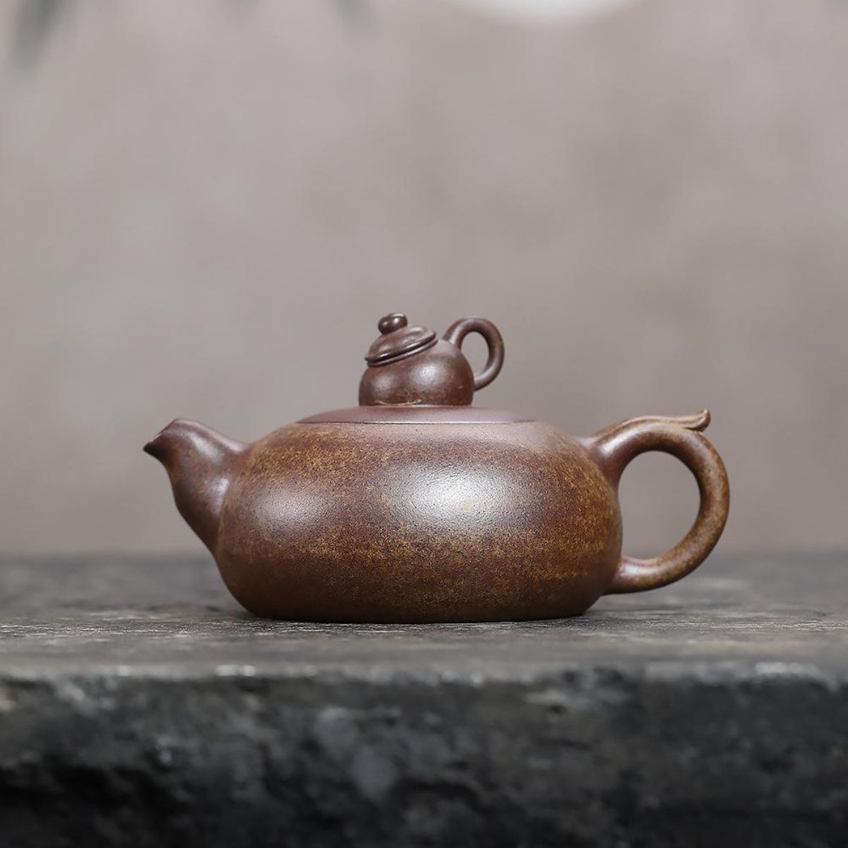 Xiao Yin Yixing Teapot | Raw Purple Clay Wood-Fired Zisha | Handcrafted 230ml
