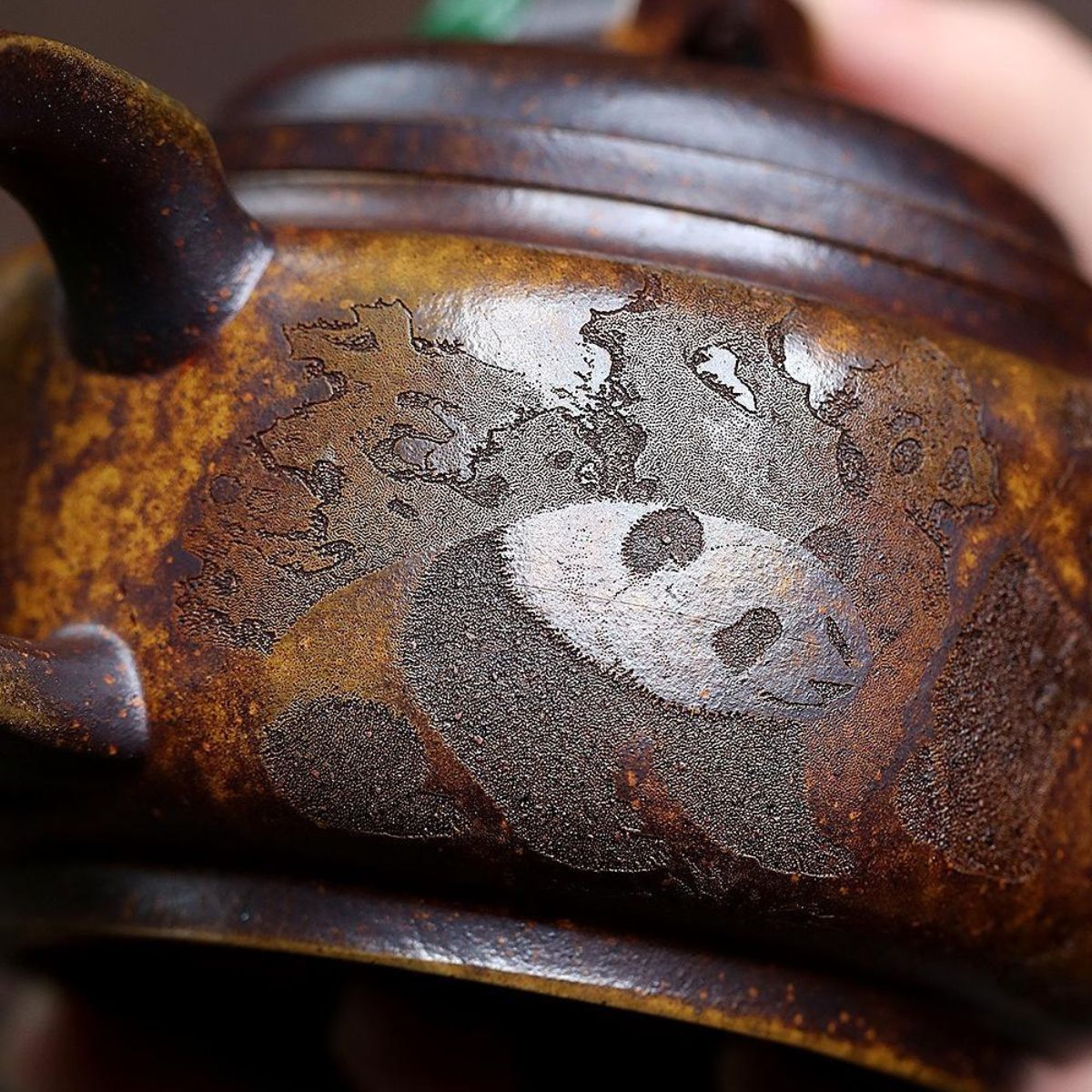 Handmade Yixing Purple Clay Teapot 300ml - Original High-Temperature Duan Ni Panda Bamboo Zisha Gongfu Tea Pot
