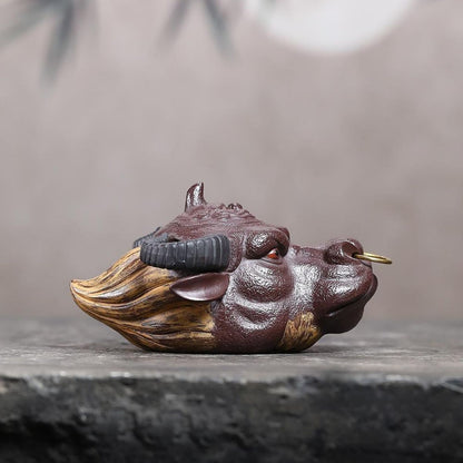 Handmade Yixing Purple Clay Teapot 160ml - Original Zi Ni Fortune Ox Hand Grip Zisha Gongfu Tea Pot