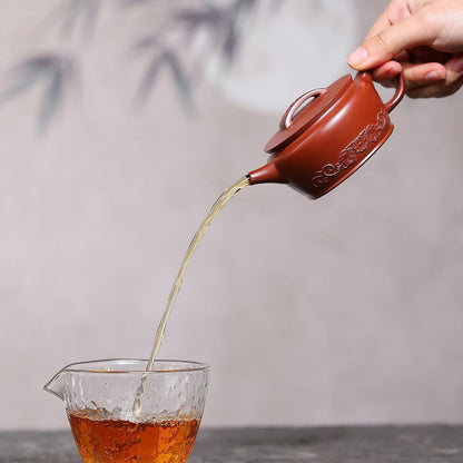 Fan Hua Han Wa Yixing Teapot | Raw Long Xue Sha Dragon Blood Clay | Handcrafted 140ml