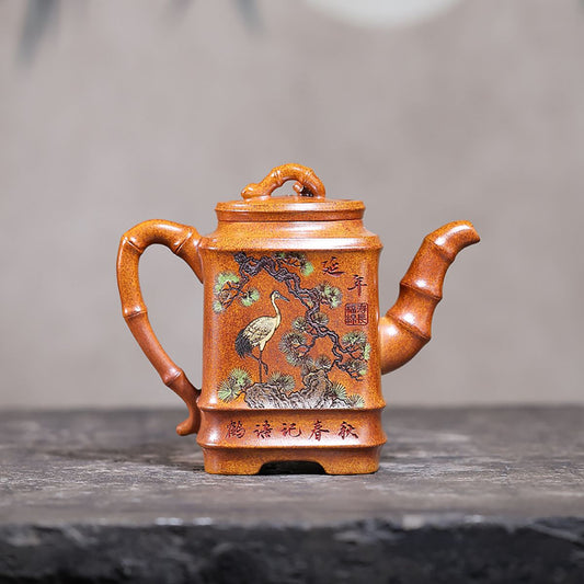 Songhe Yannian Yixing Teapot — Fire-Glazed Golden Duanni, 320ml