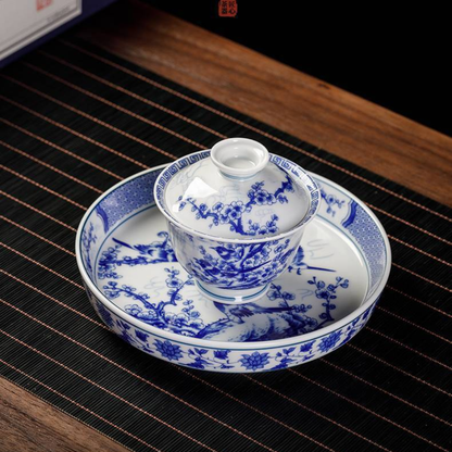 Jingdezhen Magpie & Plum Blossom Gongfu Tea Set – Xi Shang Mei Shao | Luxury Gift Box | 5-Piece