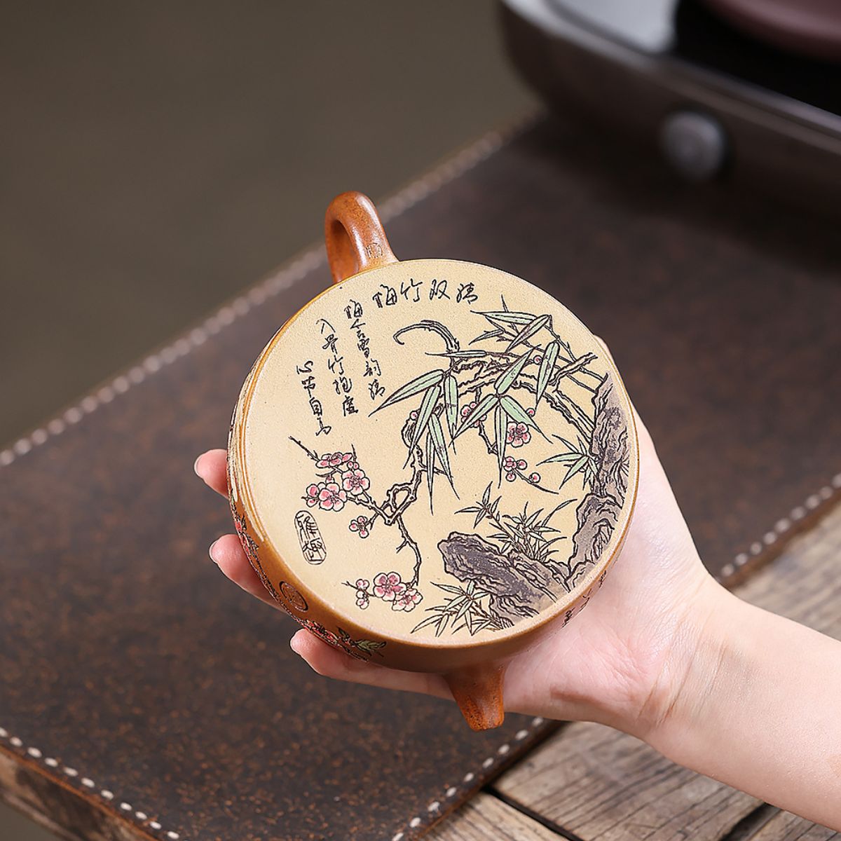 Linchun Banyue Yixing Teapot — Fire-Glazed Golden Duanni, 430ml