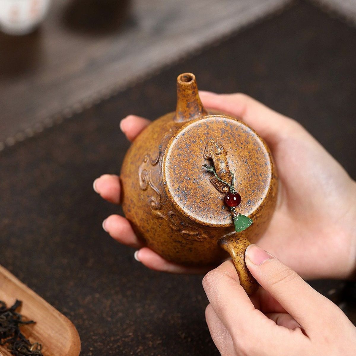 Ruyi Dragon Ladle Yixing Zisha Teapot - Longgu Golden Sand Clay 190ml