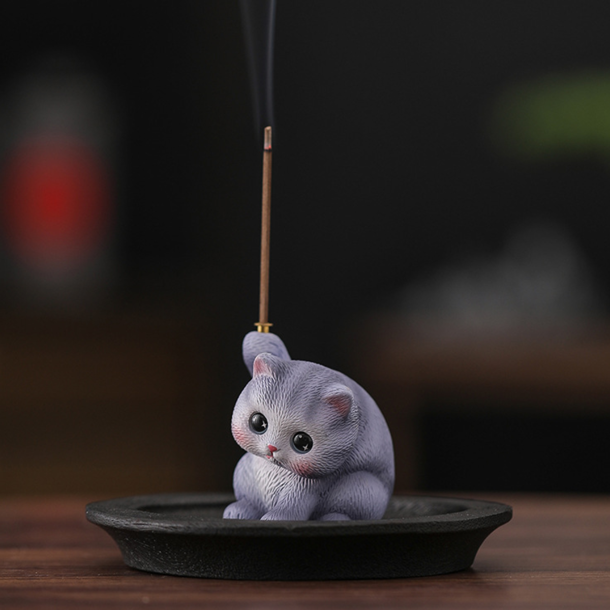 Cat Tea Pet & Incense Holder with Tray