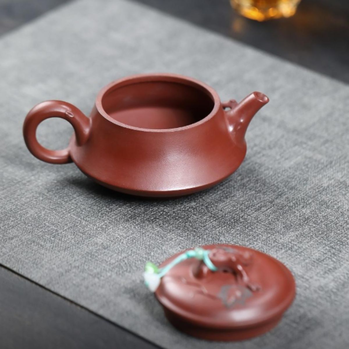 Pine Shadow Han Tile Yixing Teapot - Red Dragon Skin Clay 230ml