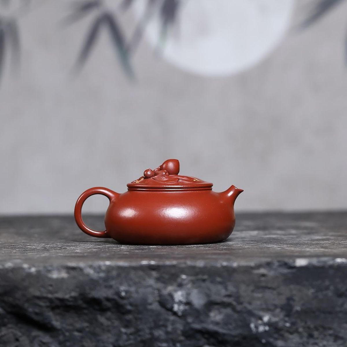 Yixing Zisha Teapot Original Dahongpao Clay - Longevity Peach Cold River 150ml