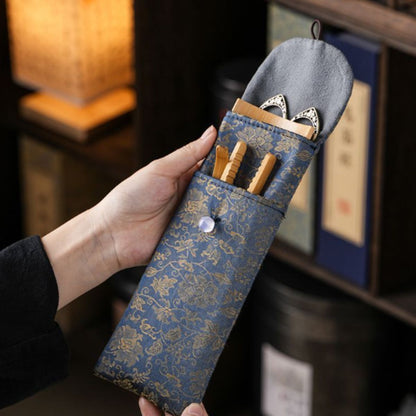 Zen Tea Ceremony Tool Set - 6-Piece Bamboo & Alloy Tea Utensil Kit with Storage Bag
