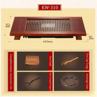 Kamjove KW-310 Solid Wood Gongfu Tea Tray Set | Wenge & Rosewood | Traditional Mortise & Tenon Craft