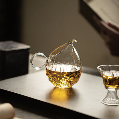 Dewdrop Glass Gongdao Cup 180ml – Sculptural Tea Pitcher for Gongfu Tea Ceremony