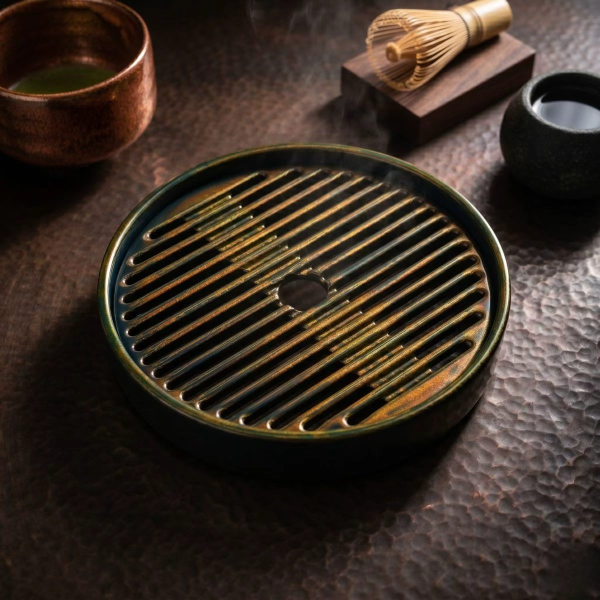 Intangible Heritage Hand-Painted Lacquer Tea Tray – Mini Dry Brewing Tray | 20×20×5cm