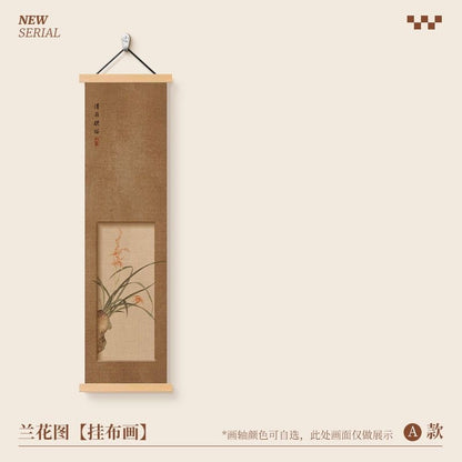 Four Gentlemen Chinese Hanging Scroll Painting – Plum, Orchid, Bamboo & Chrysanthemum | 30×120cm