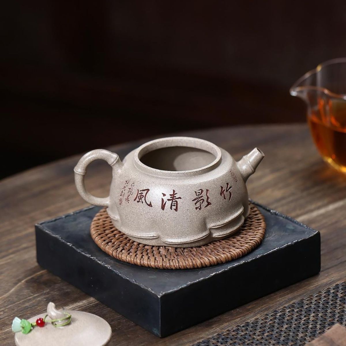 Gentle Breeze Bamboo Shadow Yixing Teapot - White Duanni Clay 260ml