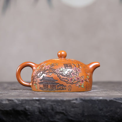 Linchun Banyue Yixing Teapot — Fire-Glazed Golden Duanni, 430ml