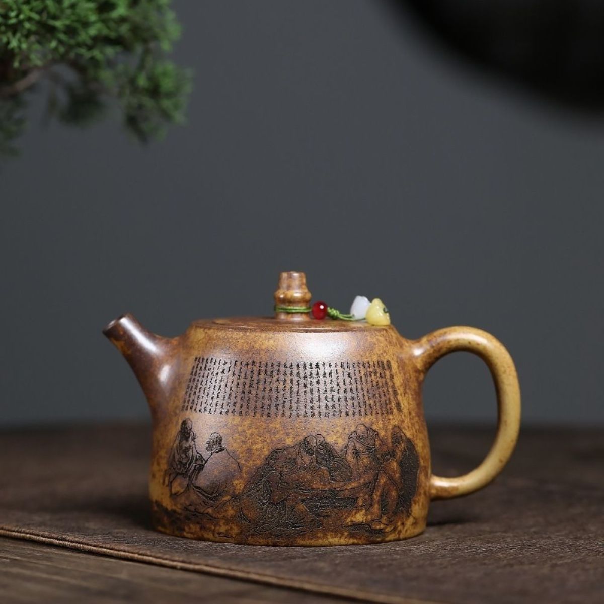 Eighteen Arhats Han Bell Yixing Teapot - Wood-Fired Longgu Golden Sand 410ml