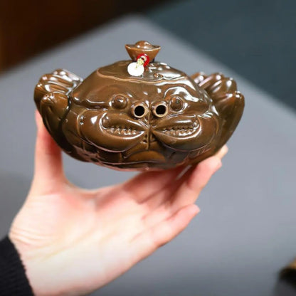 Yixing Purple Clay Teapot "Fortune General" 170ml - Handmade Duan Ni Zisha Side Handle