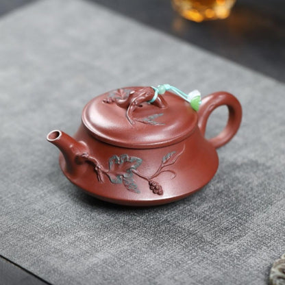 Pine Shadow Han Tile Yixing Teapot - Red Dragon Skin Clay 230ml