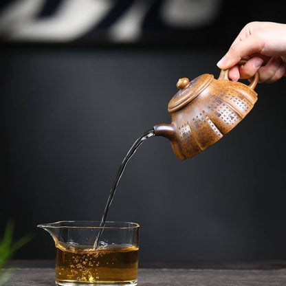Ribbed Ethereal Grace Yixing Teapot - High-Temp Duanni Clay 280ml